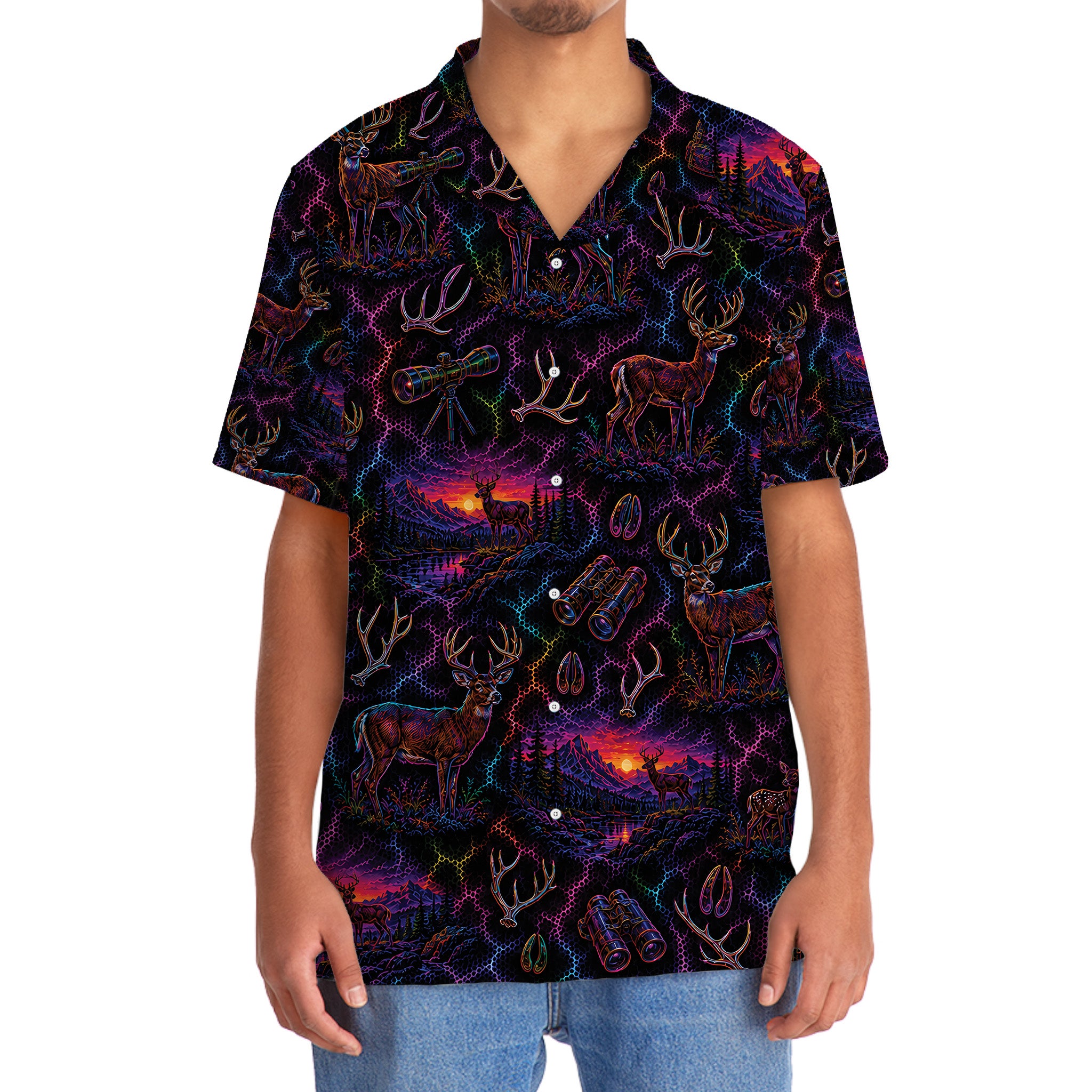 Midnight Deer Neon Hawaiian Shirt