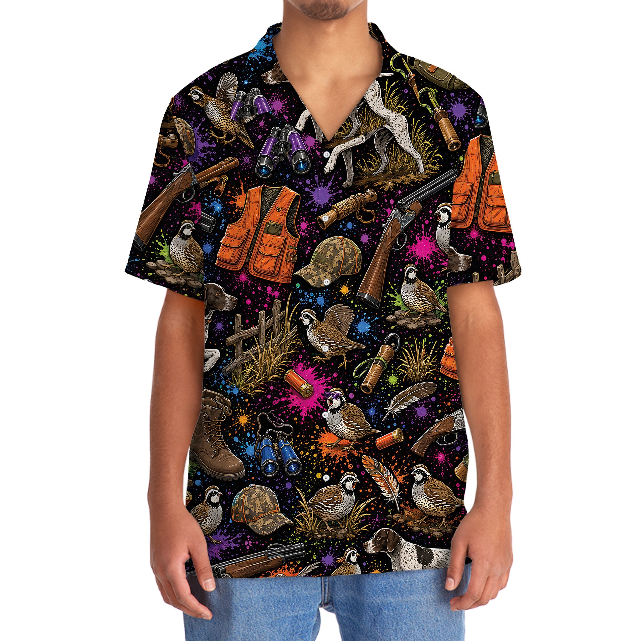 Retro Quail Hunting Colorful Hawaiian Shirt