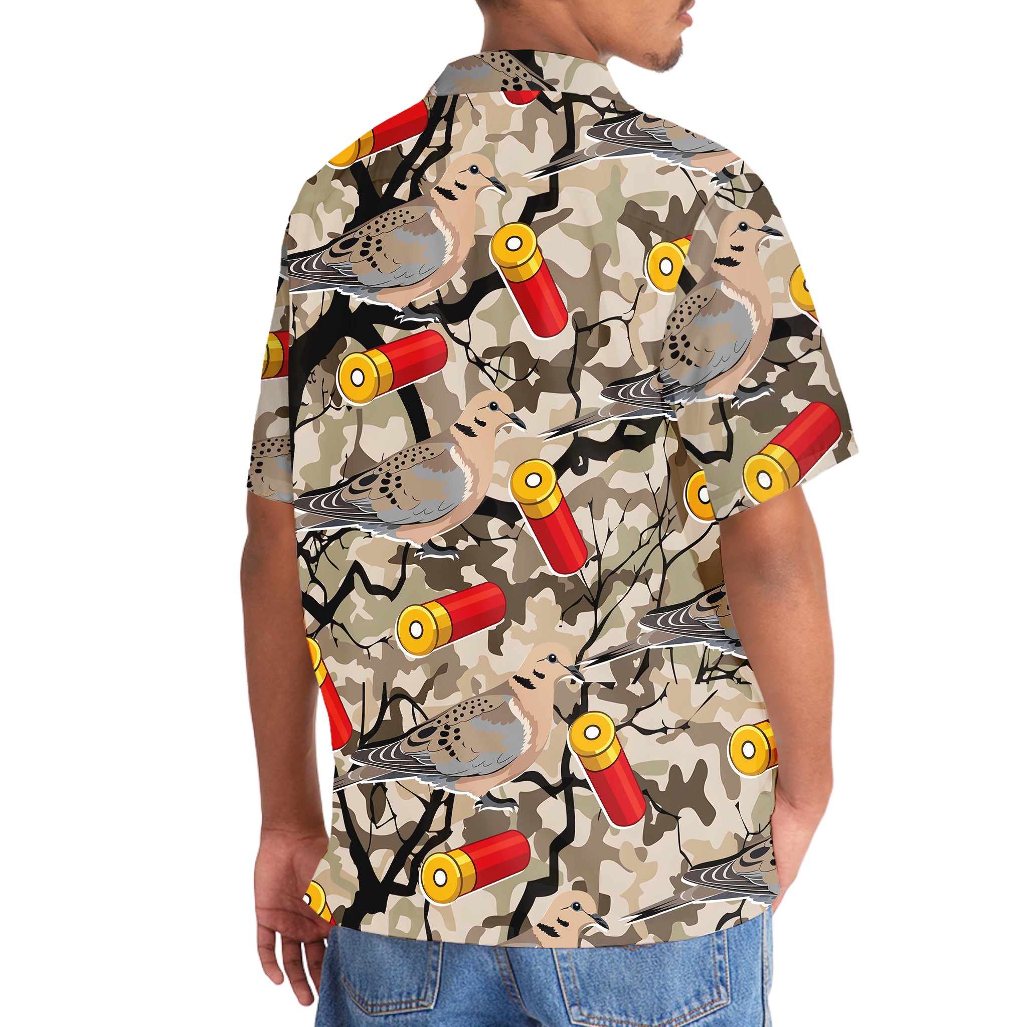Camo Tree Branches Mourning Dove Hunting Hawaiian Shirt