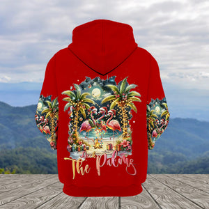 Christmas Deck The Palms Flamingo All Over Print Shirt