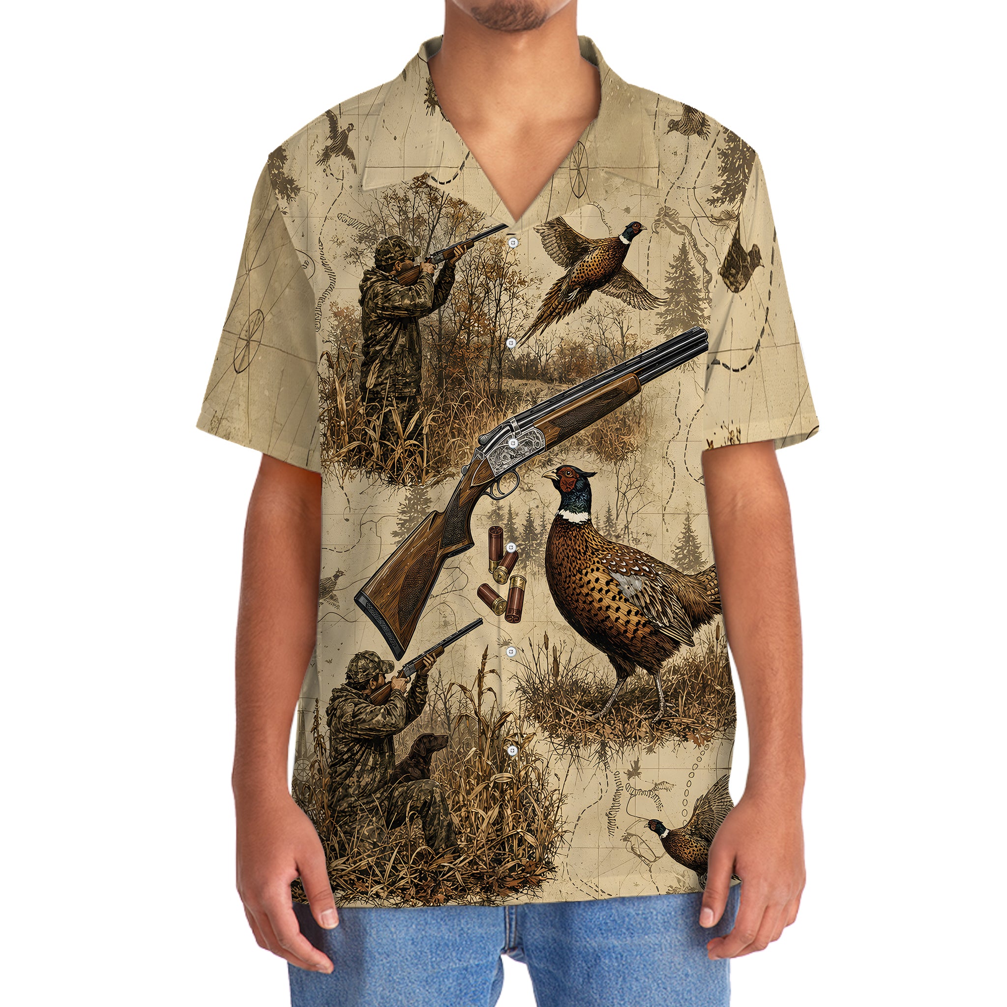 Vintage Wild Pheasant Hunting Hawaiian Shirt