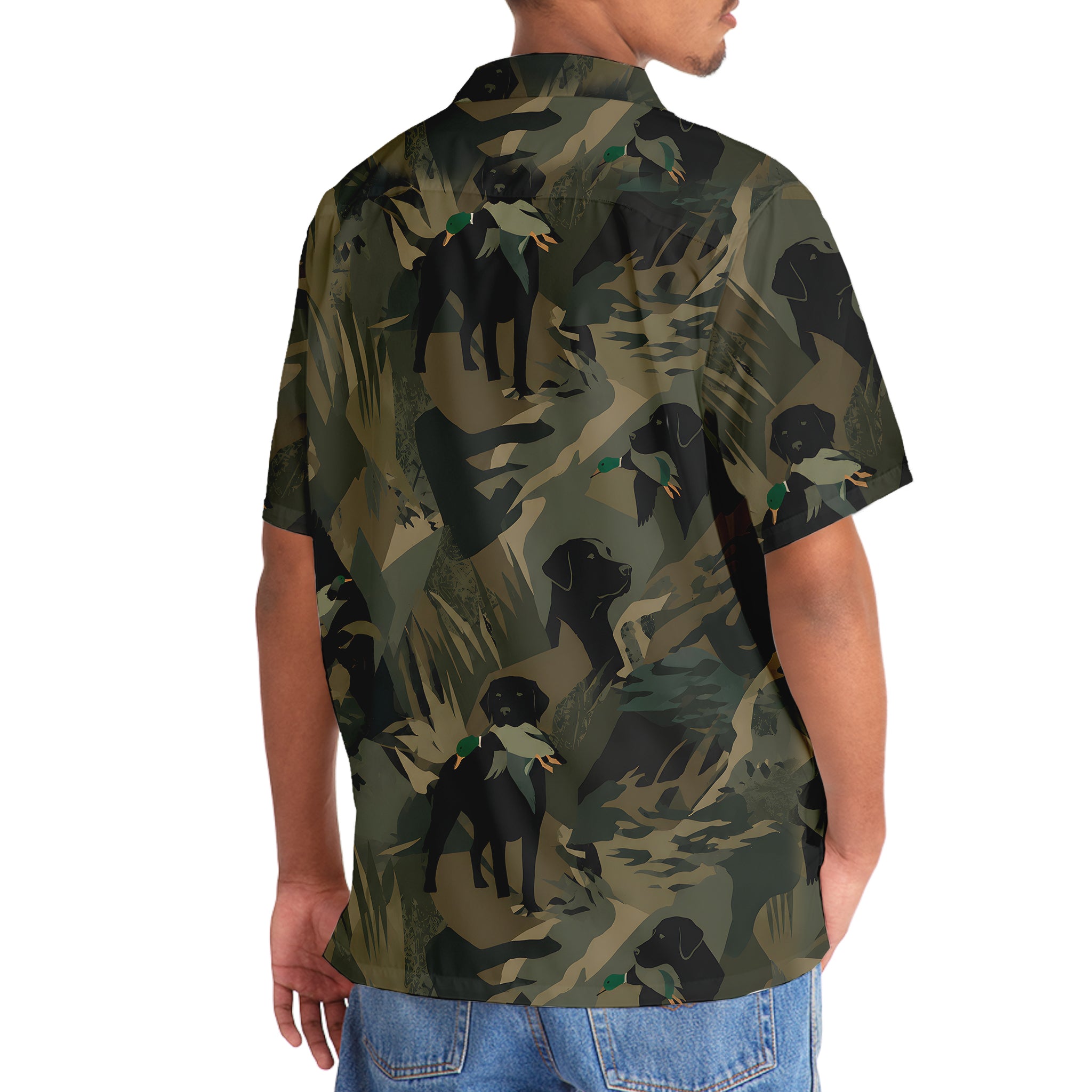 Mallard Duck Retriever Camouflage Hawaiian Shirt