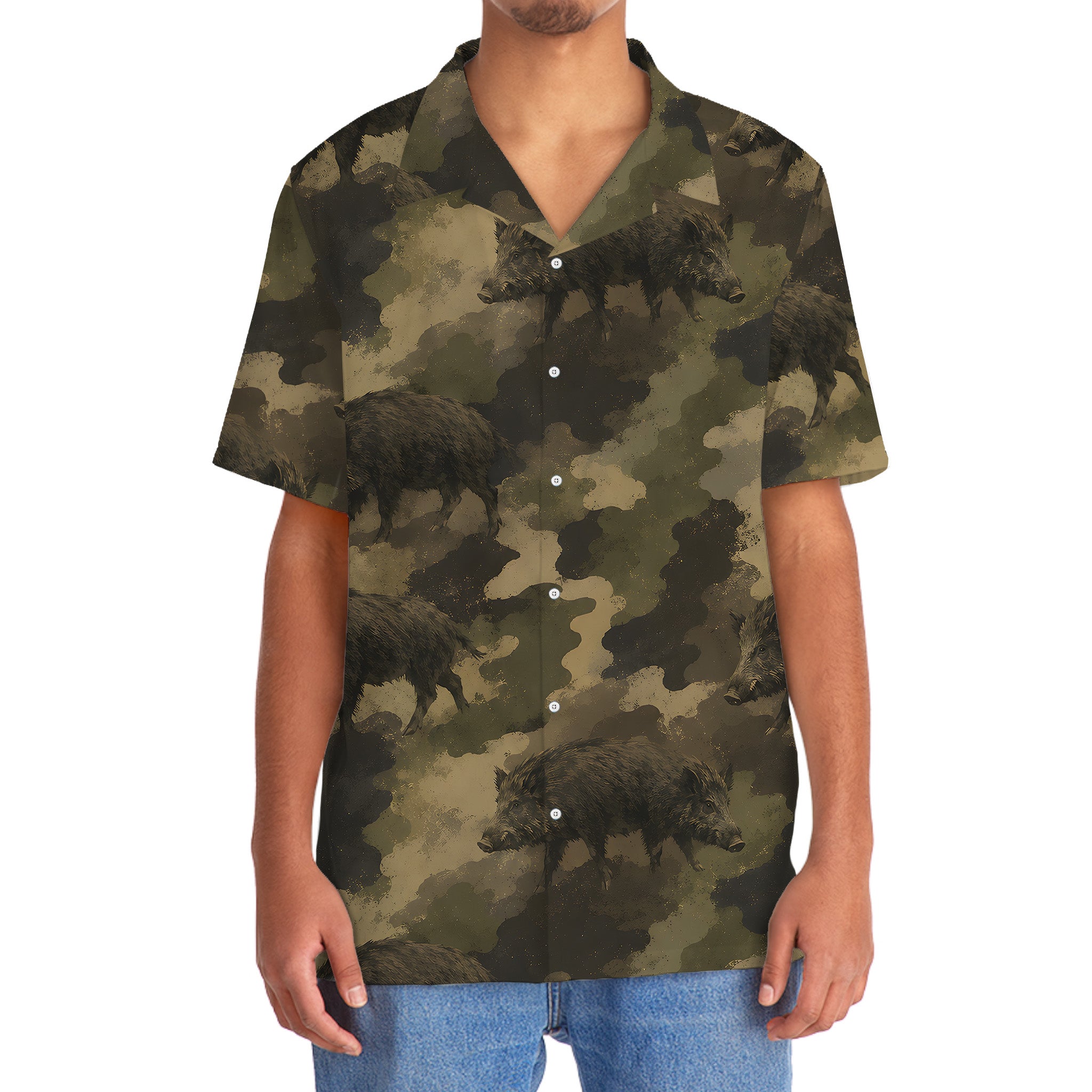 Hog Camouflage Graphic Pattern Hawaiian Shirt