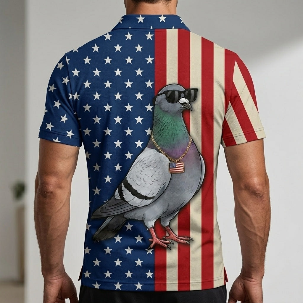 Pigeon Patriot Men Polo Shirt