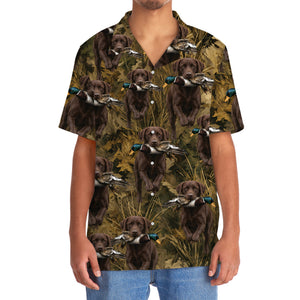 Camouflage Chocolate Labrador Retriever Running With Mallard Duck Hawaiian Shirt