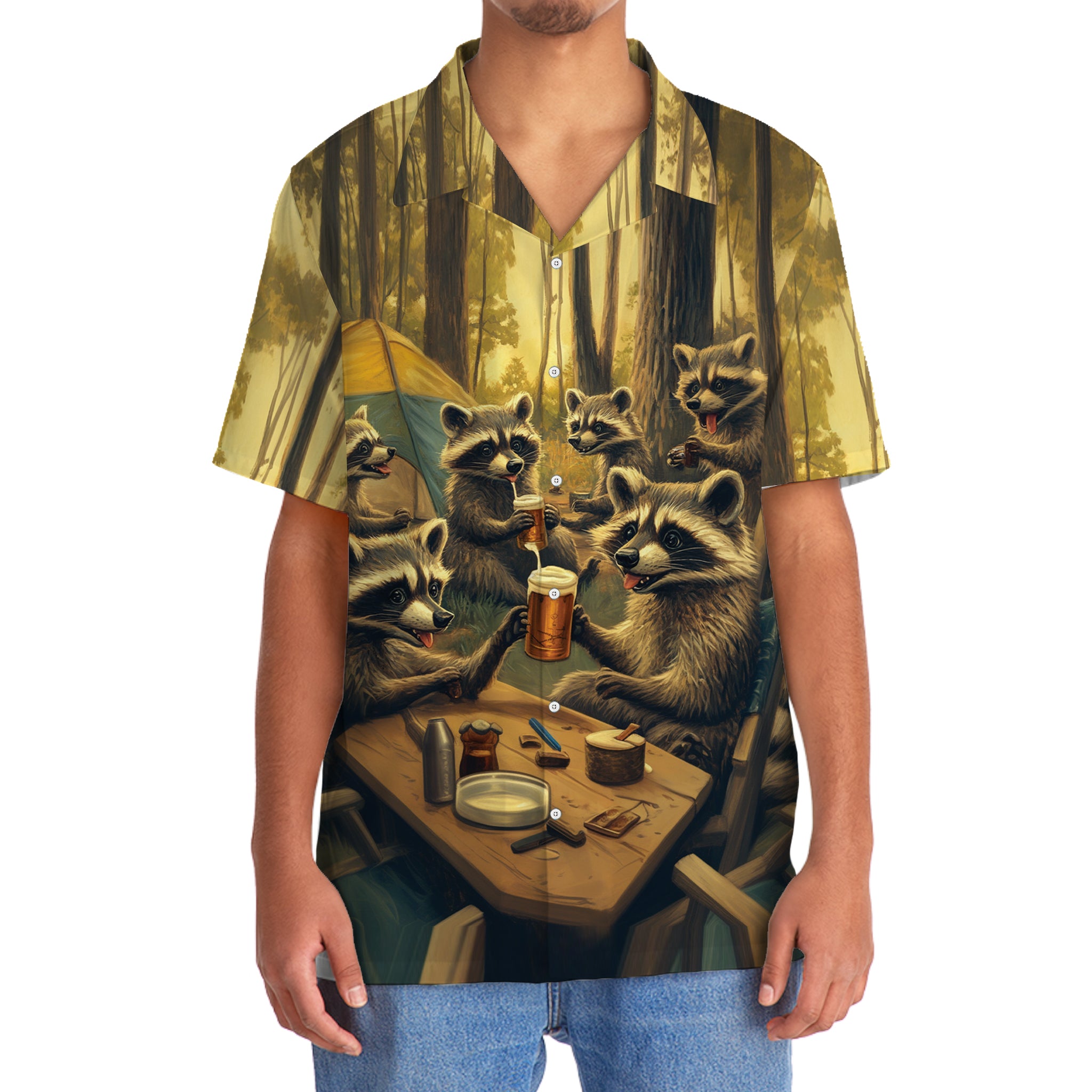 Raccoon Funny Campsite Hawaiian Shirt