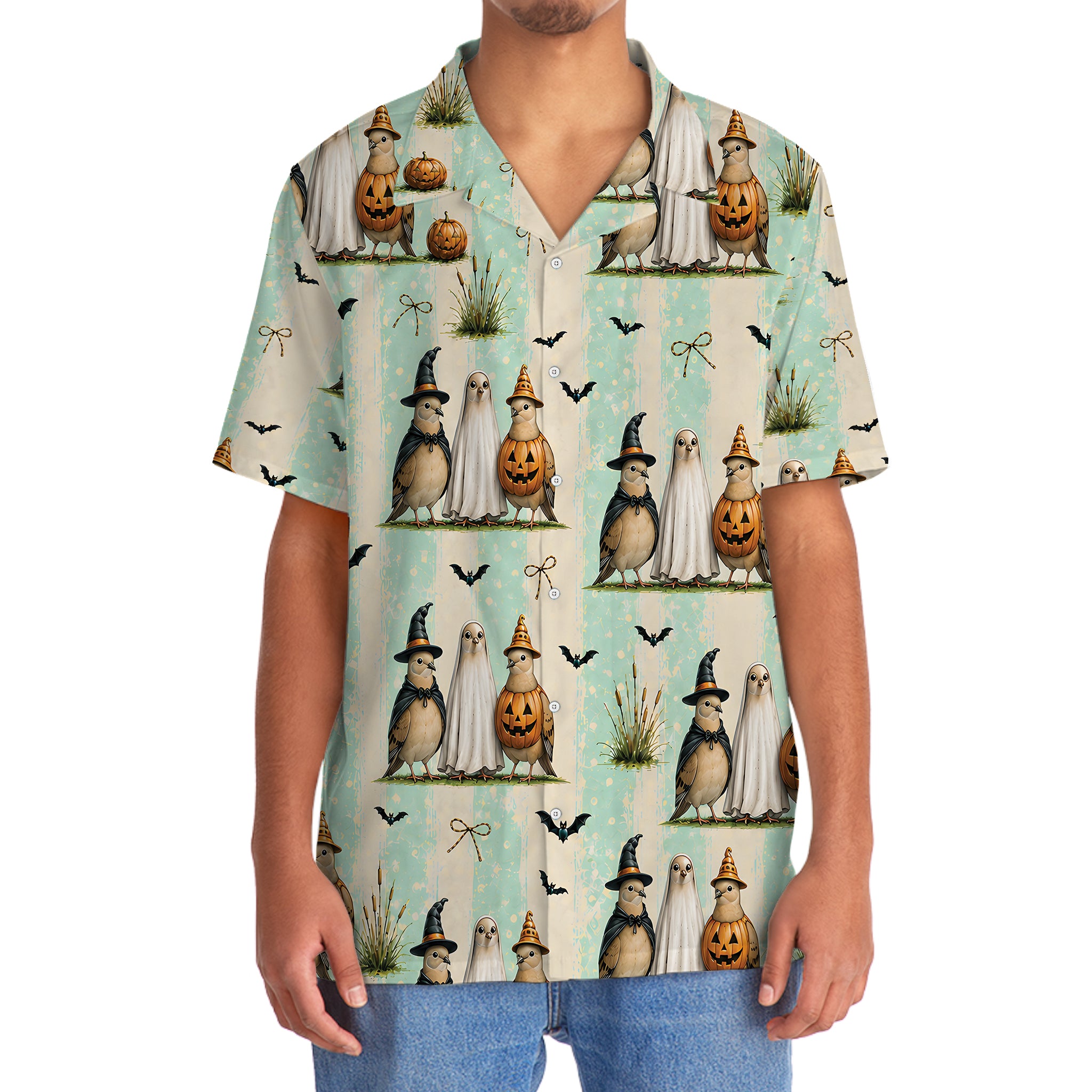 Dove Ghost Pumpkin Halloween Hawaiian Shirt