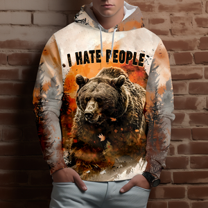 Bear Forest I Hate People All Over Print Shirt