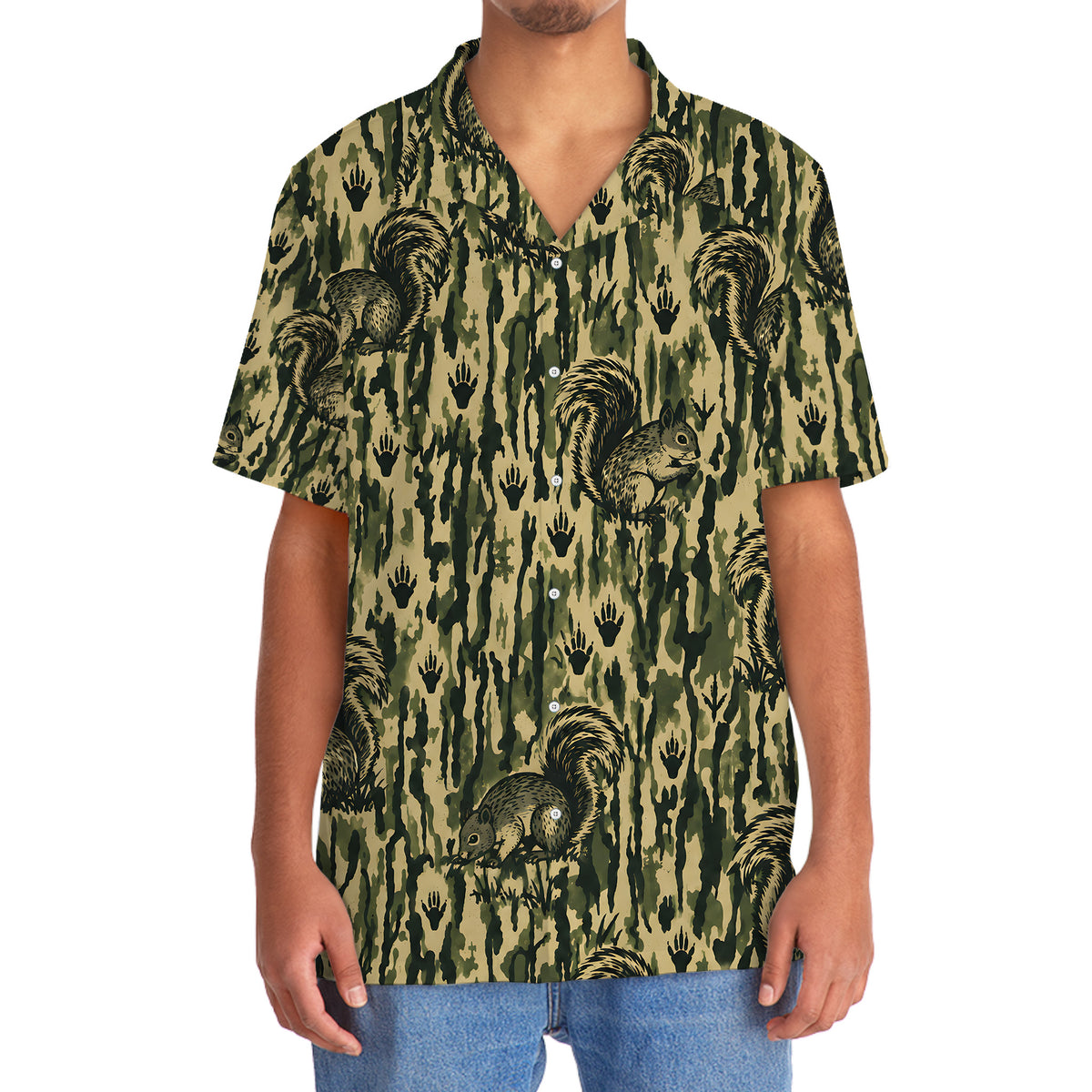 Squirrel Stripe Camouflage Hawaiian Shirt