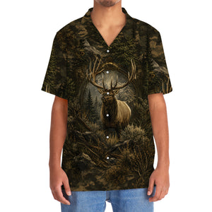 Elk Hunting Dark Camo Hawaiian Shirt