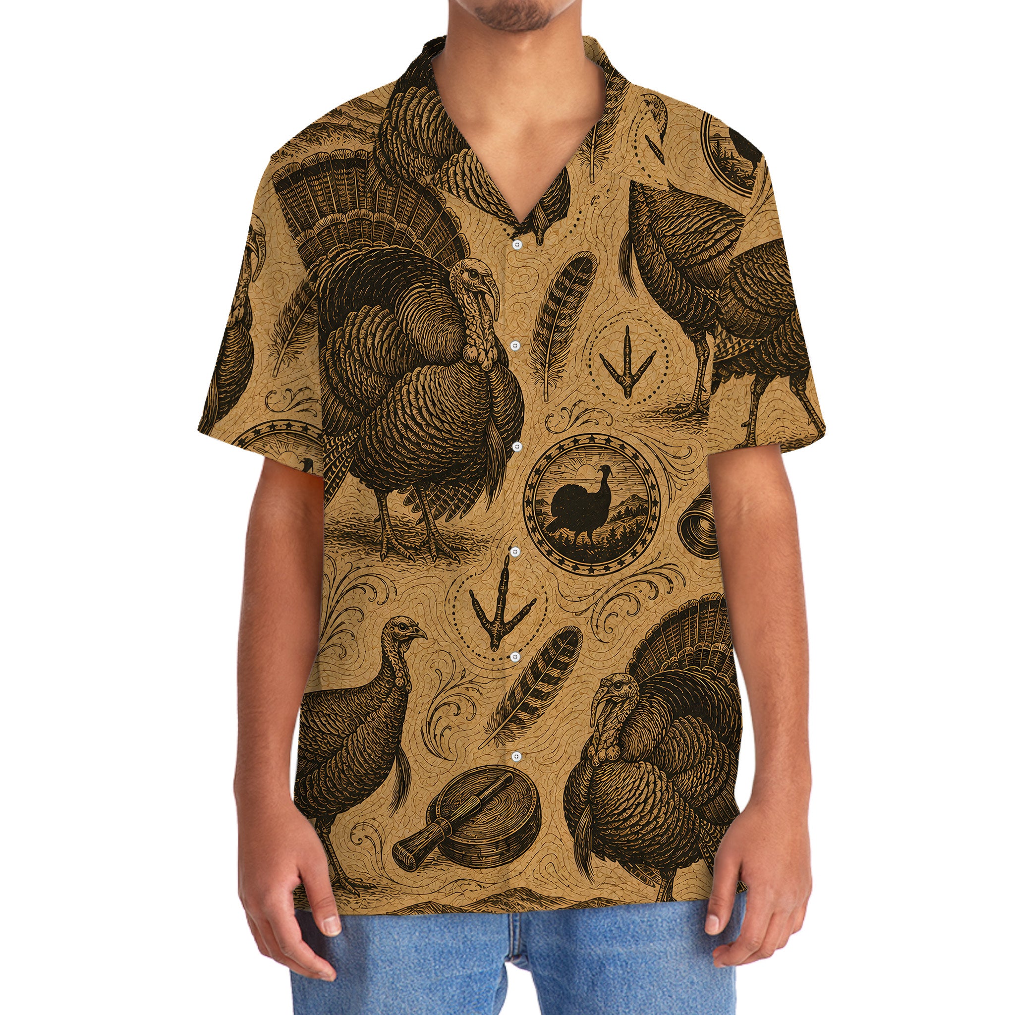Turkey Hunting Vintage Artwork Hawaiian Shirt
