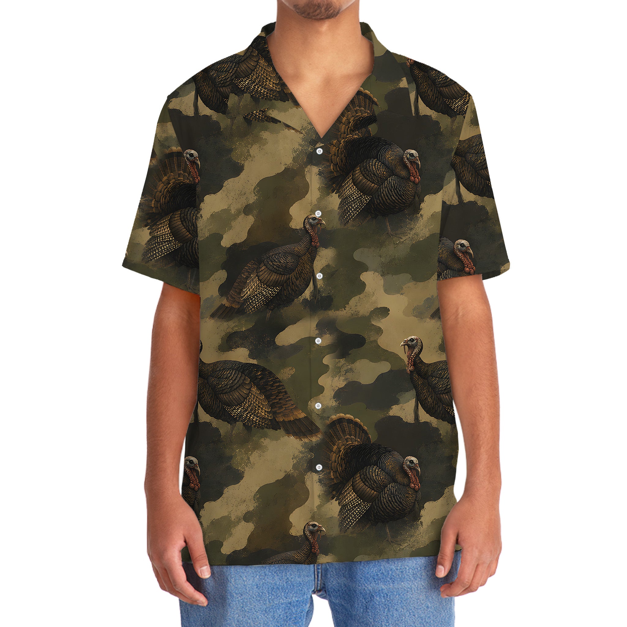 Wild Turkey Camouflage Graphic Pattern Hawaiian Shirt