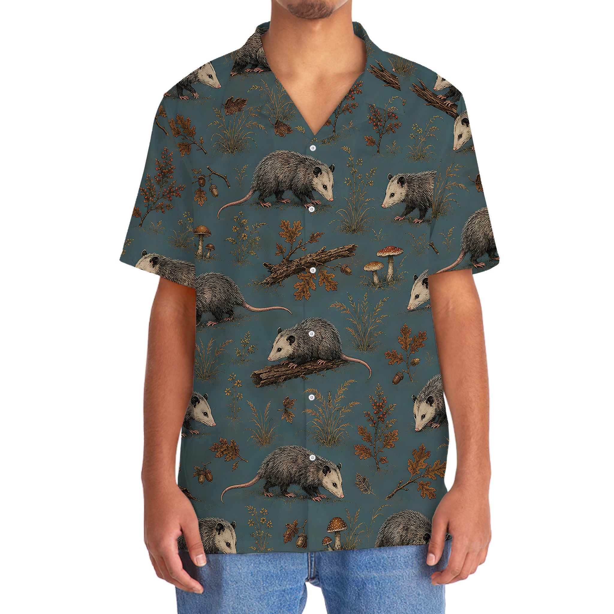 Vintage Slate Opossum Hunt Hawaiian Shirt