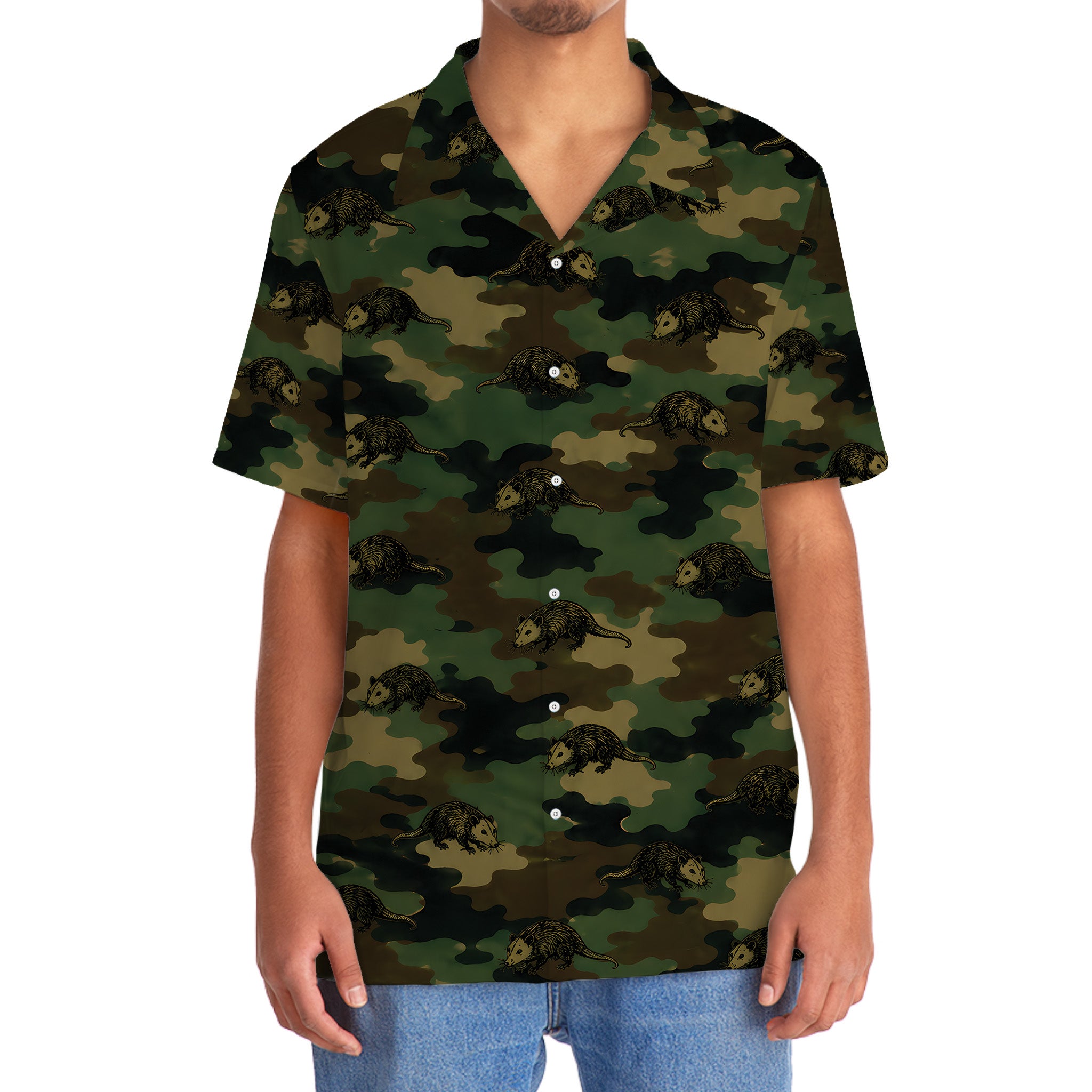 Opossum Camouflage Millitary Hawaiian Shirt