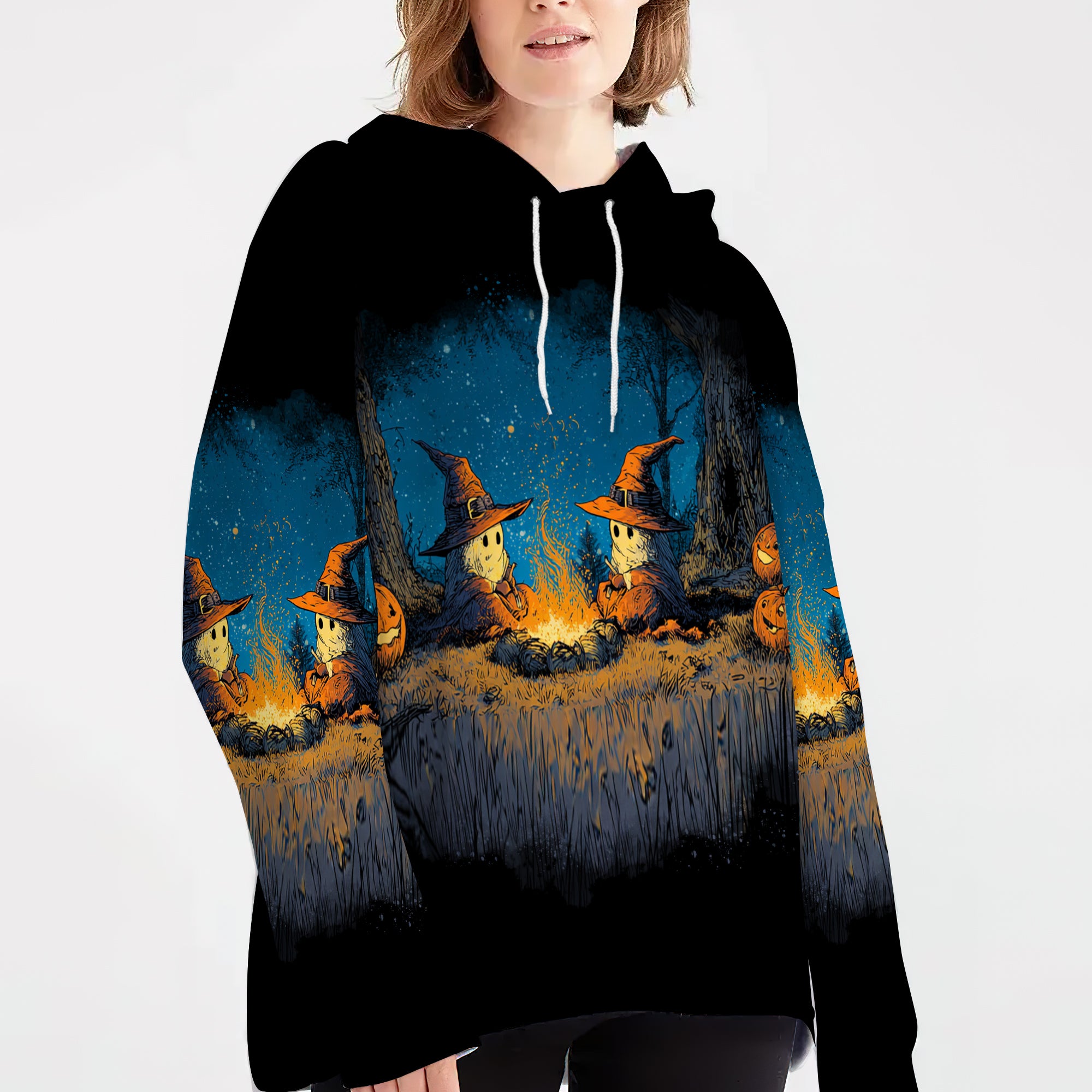 Spooky Pumpkin Campfire Night All Over Print Shirt