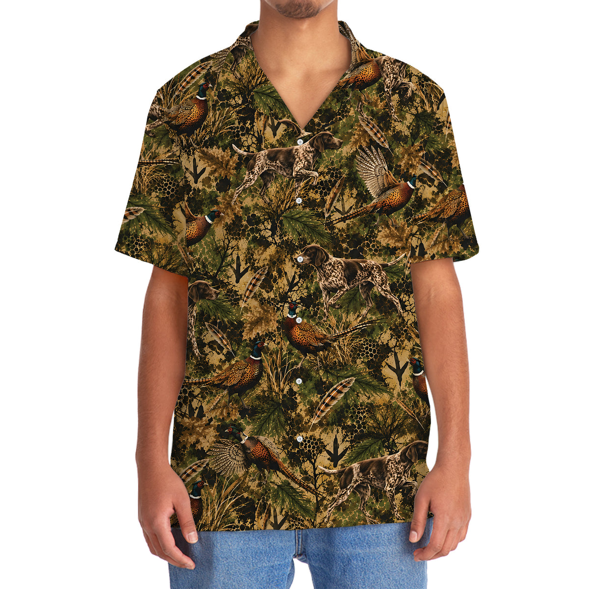 Pheasant Hunting Hex Camo Hawaiian Shirt