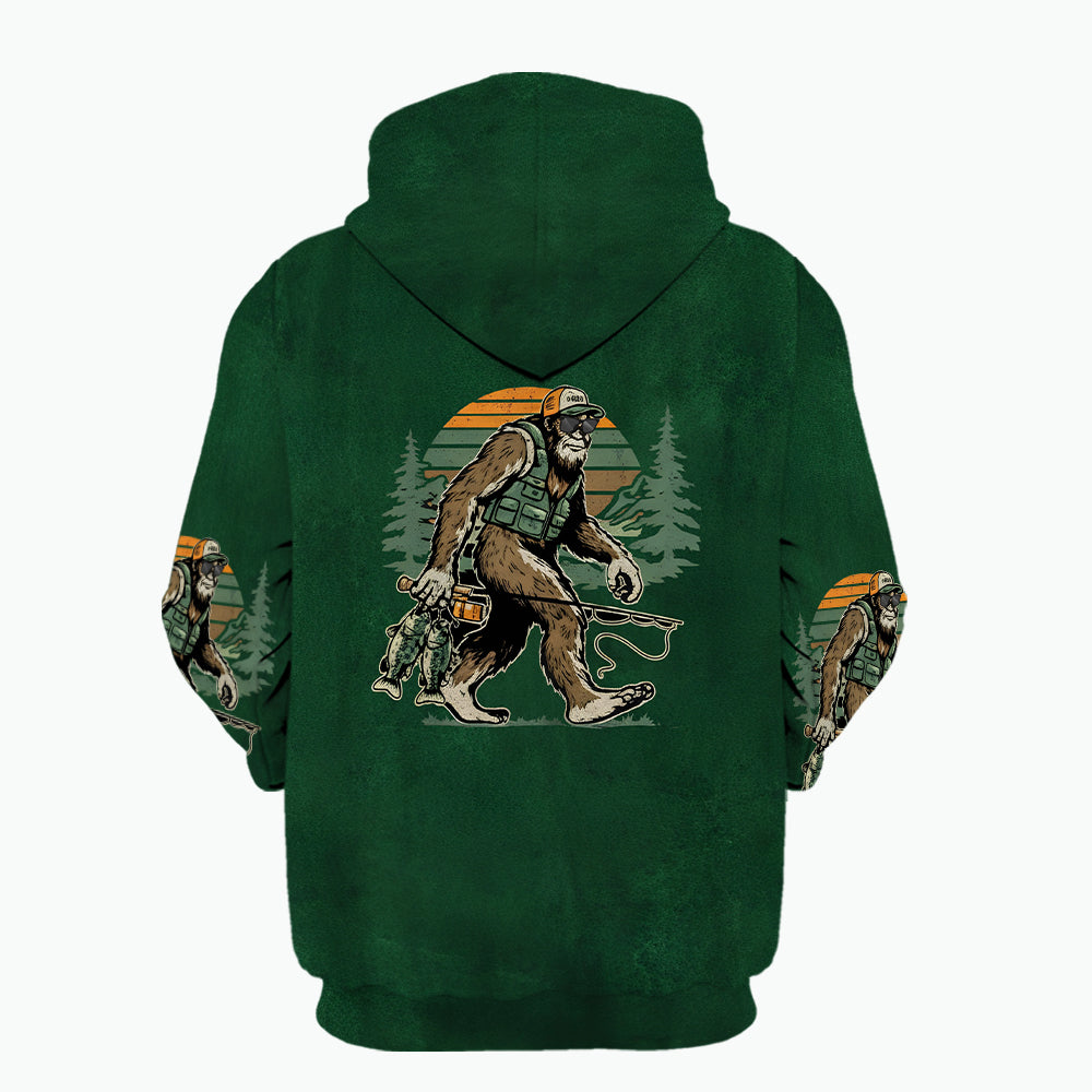 Bassquatch Bigfoot Fishing All Over Print Shirt