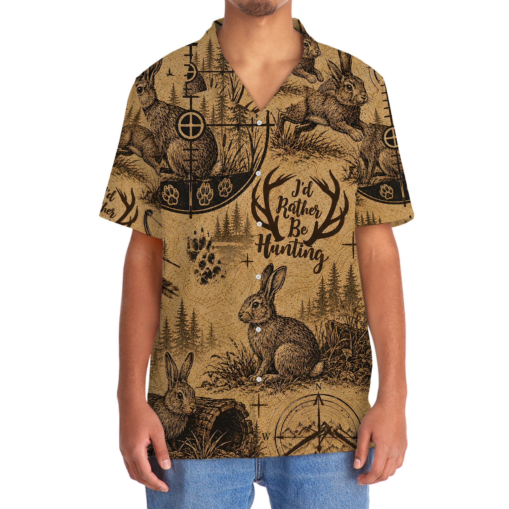 Rabbit I'd Rather be Hunting Hawaiian Shirt