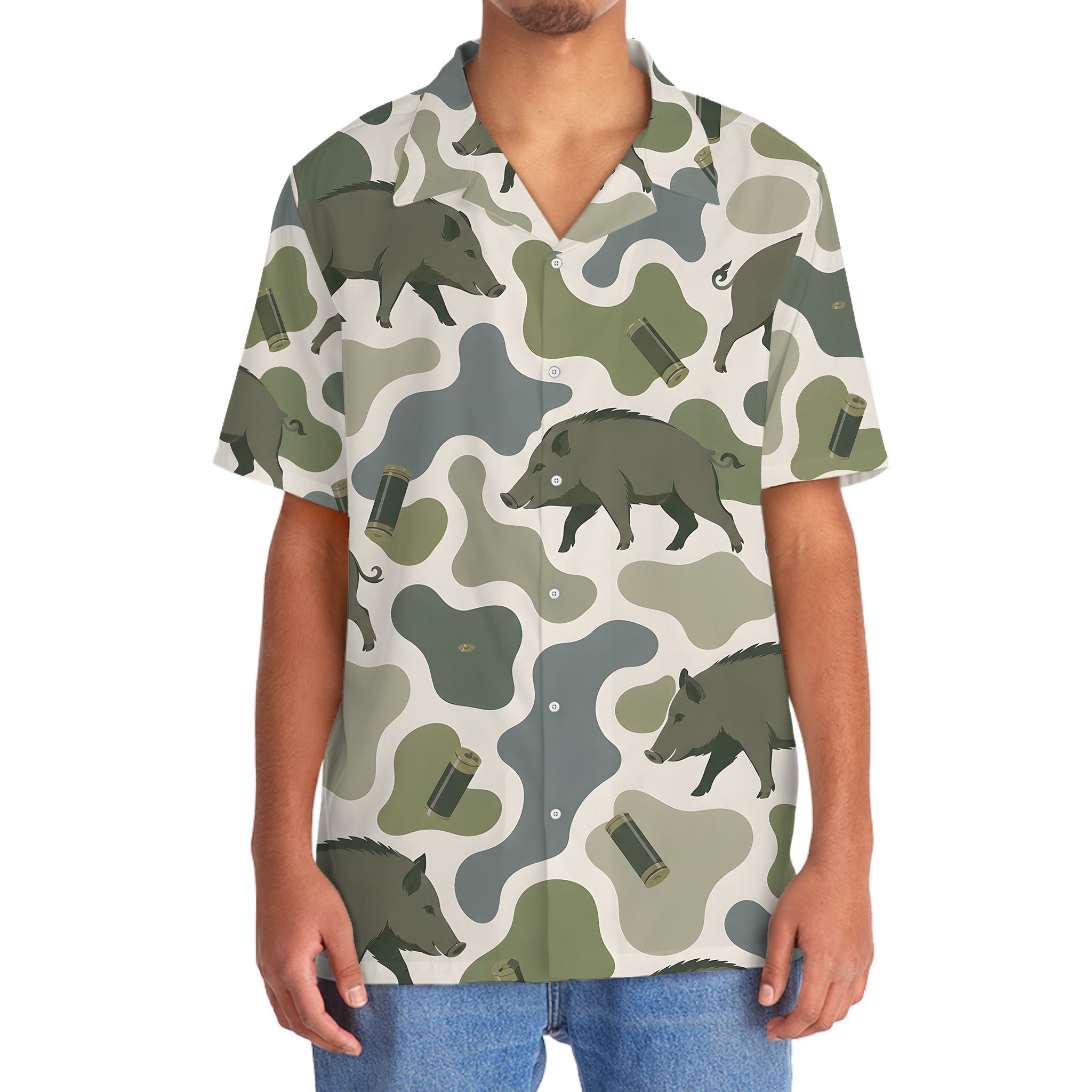 Hog Camouflage Hunting Funny Pattern Hawaiian Shirt