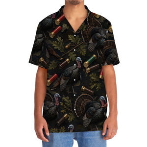 Vintage Turkey Hunting Camouflage Black Hawaiian Shirt