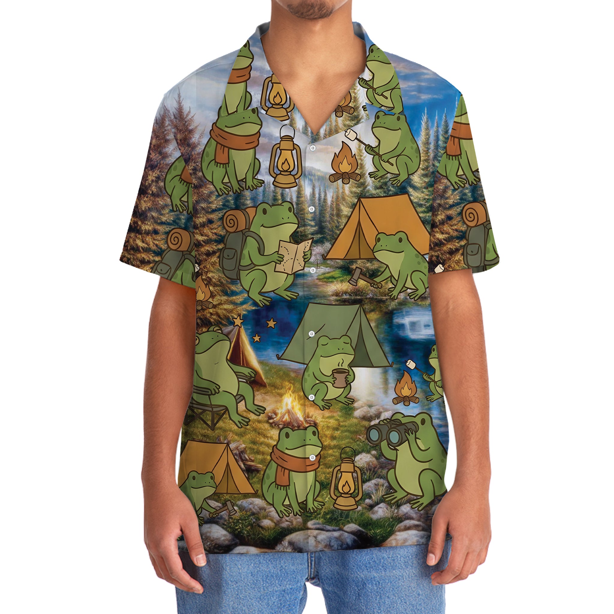 Funny Frog Camping Hawaiian Shirt