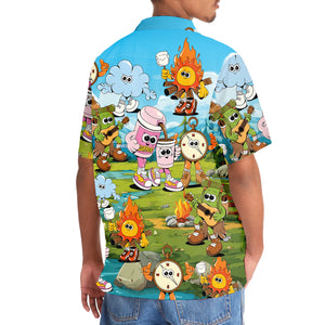 Vintage Camping Cartoon Mascot Hawaiian Shirt