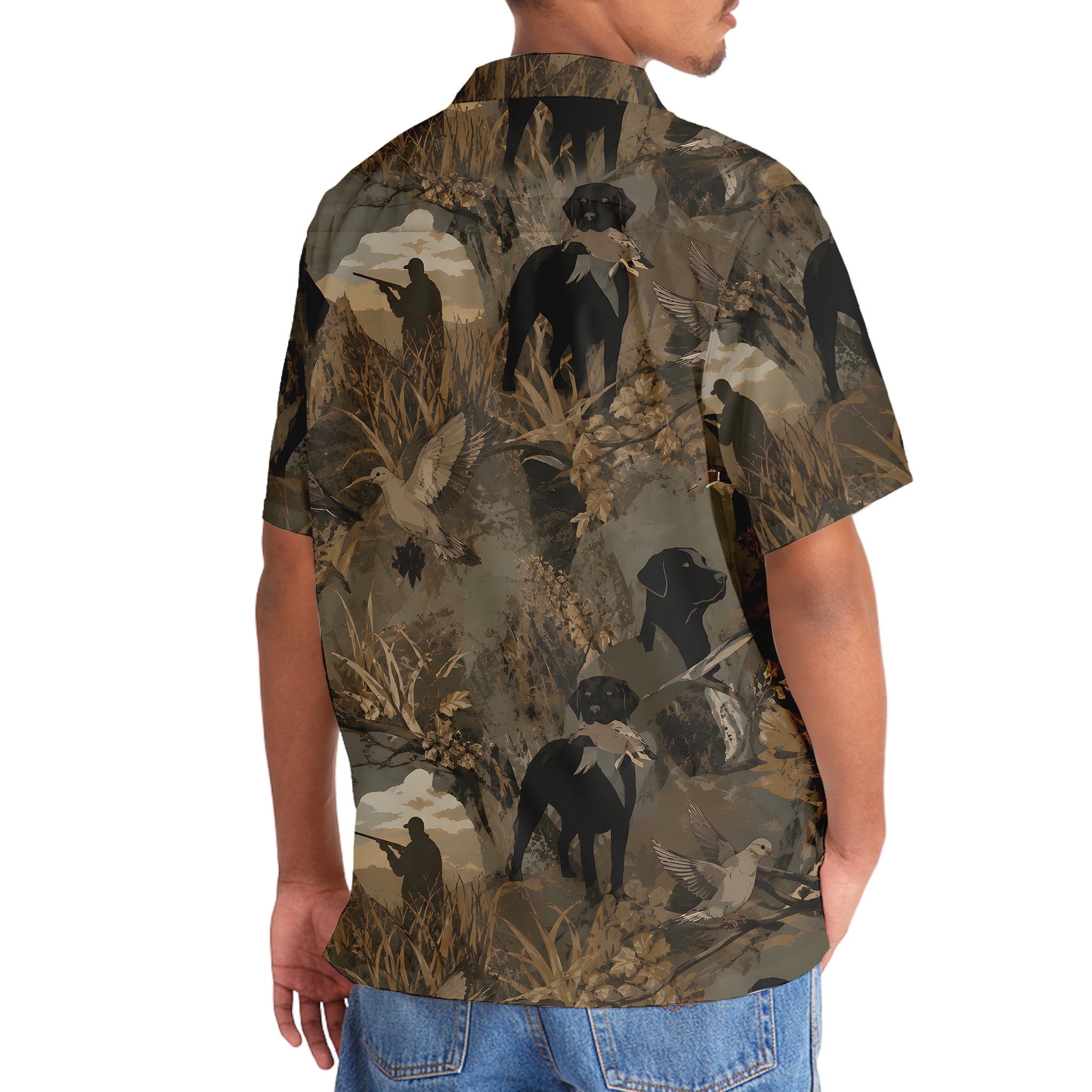 Mourning Dove Retriever Camouflage Hawaiian Shirt