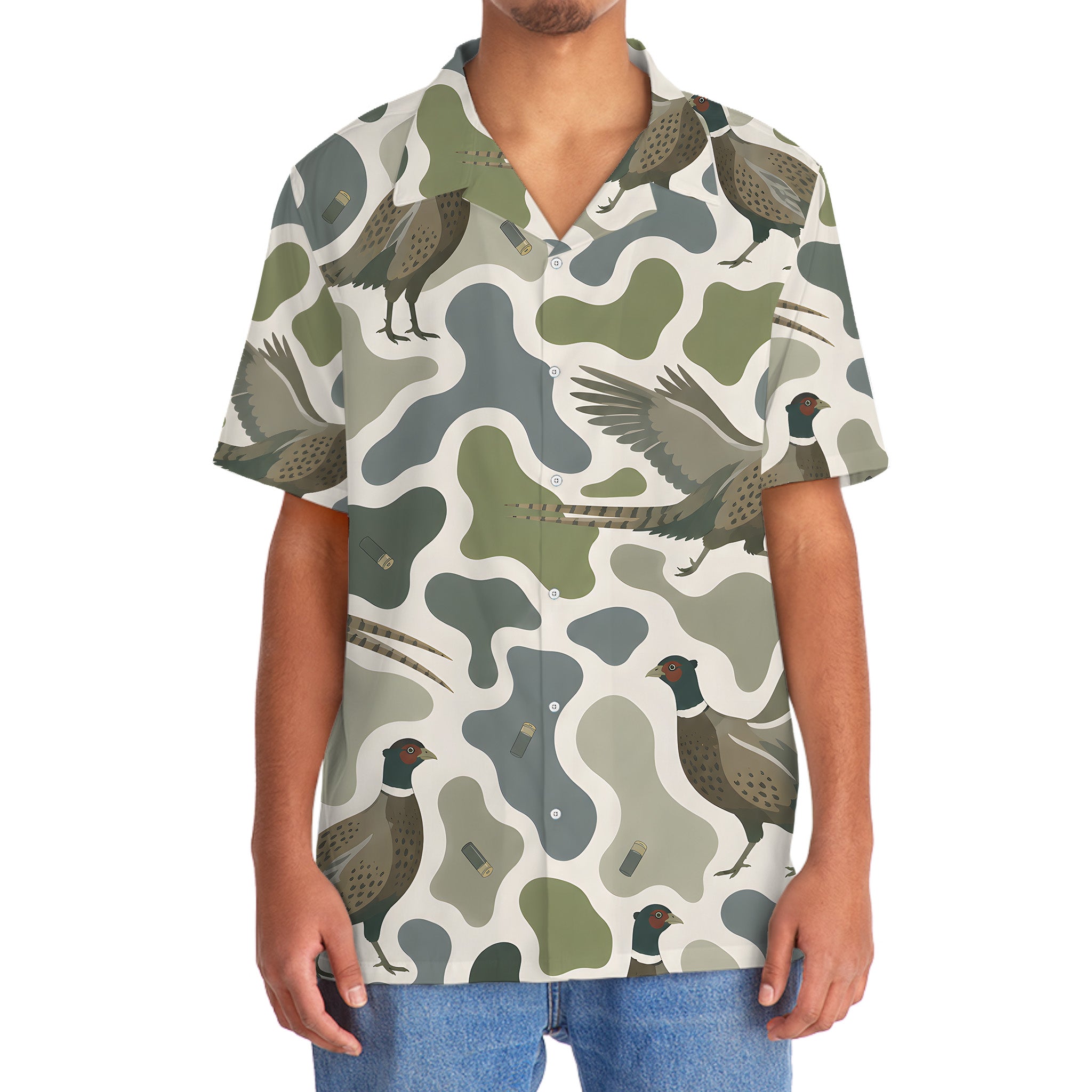 Pheasant Camouflage Hunting Funny Pattern Hawaiian Shirt