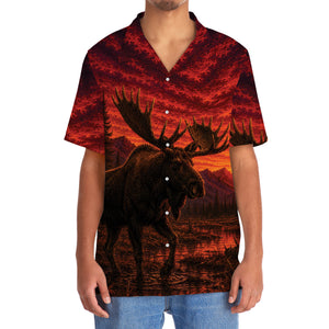 Moose Hunting Burnt Sky Hawaiian Shirt