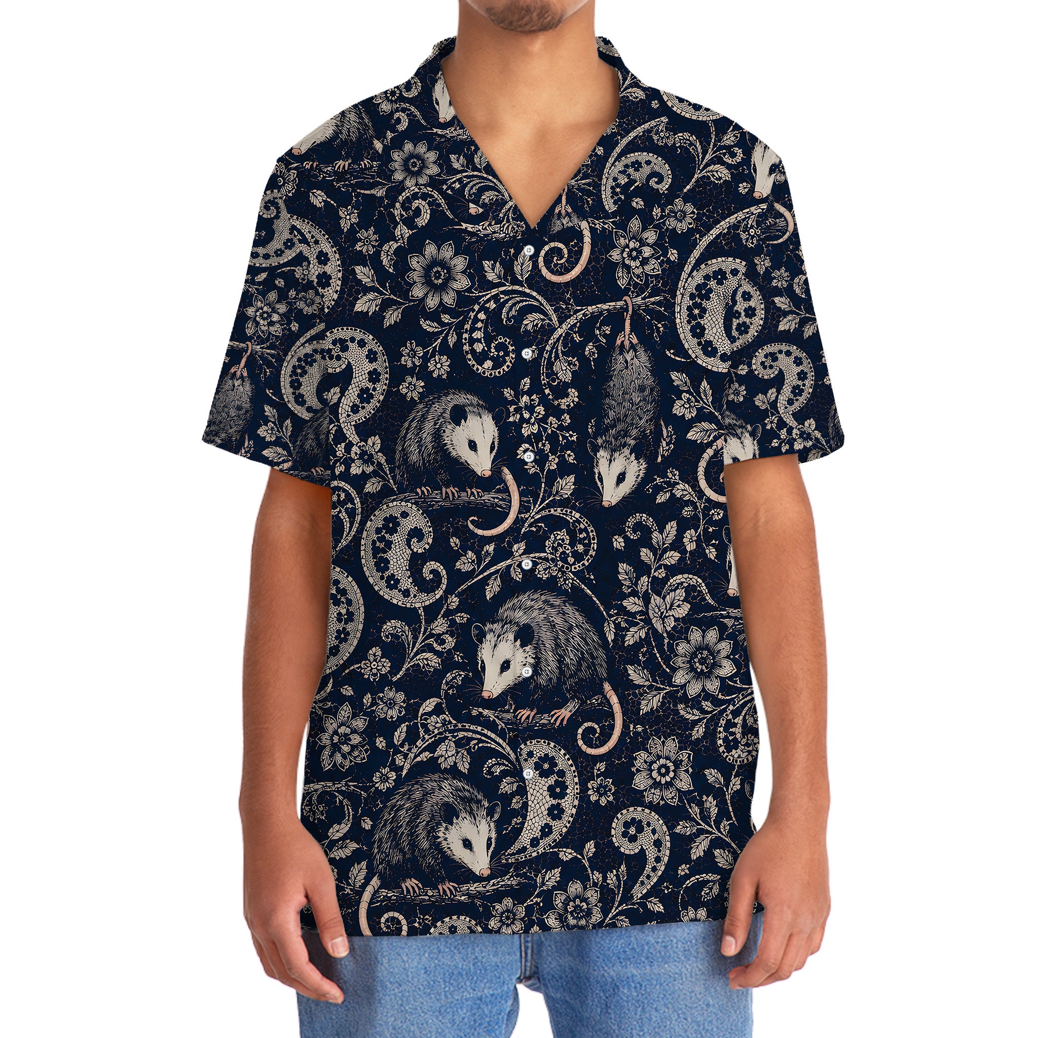 Midnight Opossum Paisley Hawaiian Shirt