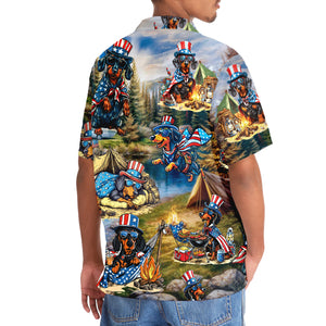 America Funny Dachshund Camping Hawaiian Shirt
