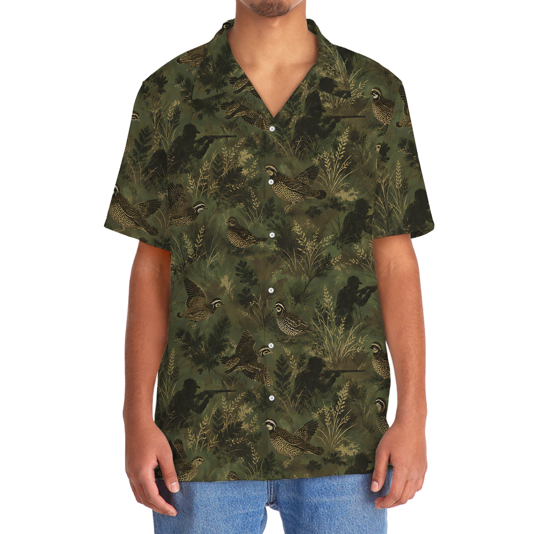 Camouflage Quail Hunting Pattern Hawaiian Shirt