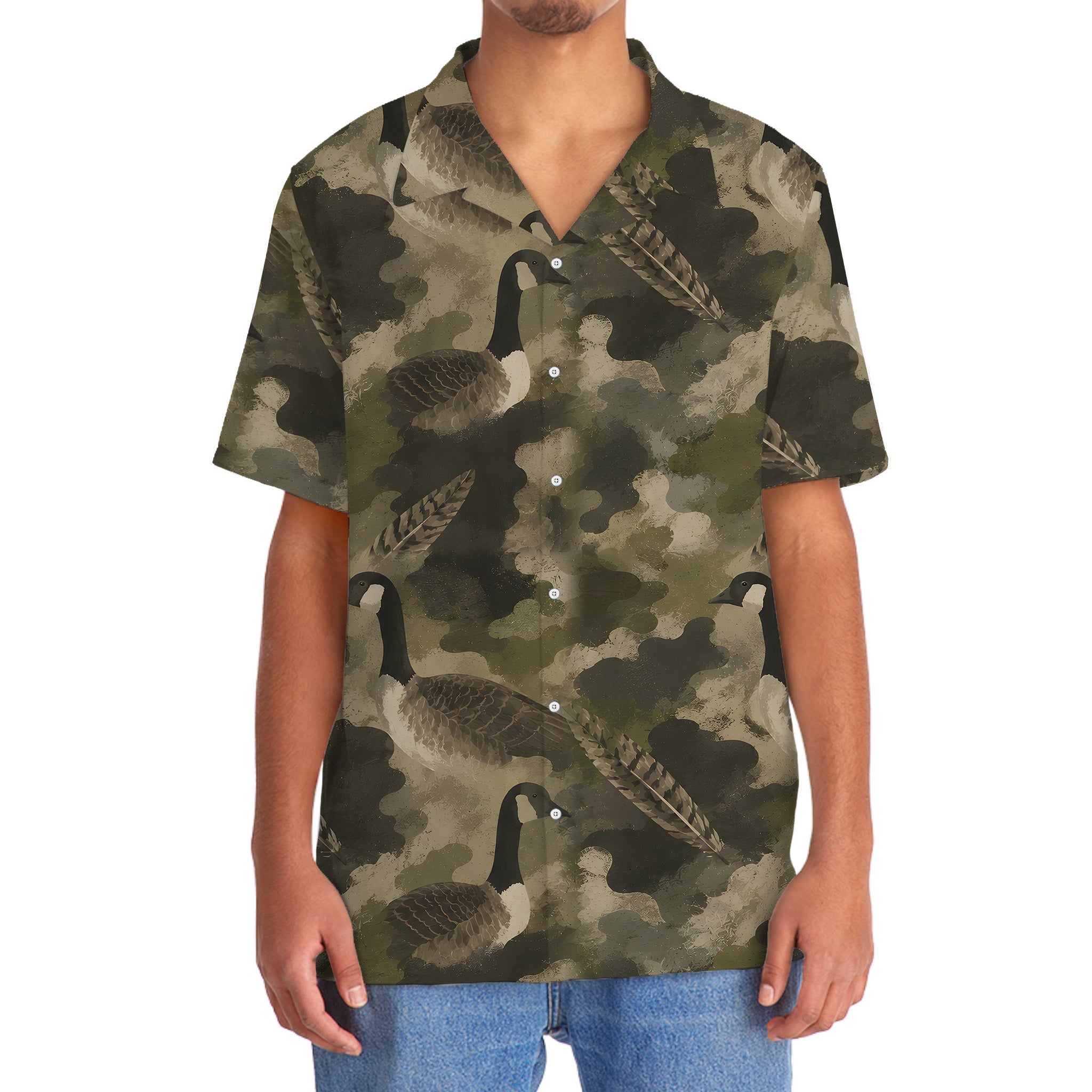 Goose Camouflage Graphic Pattern Hawaiian Shirt