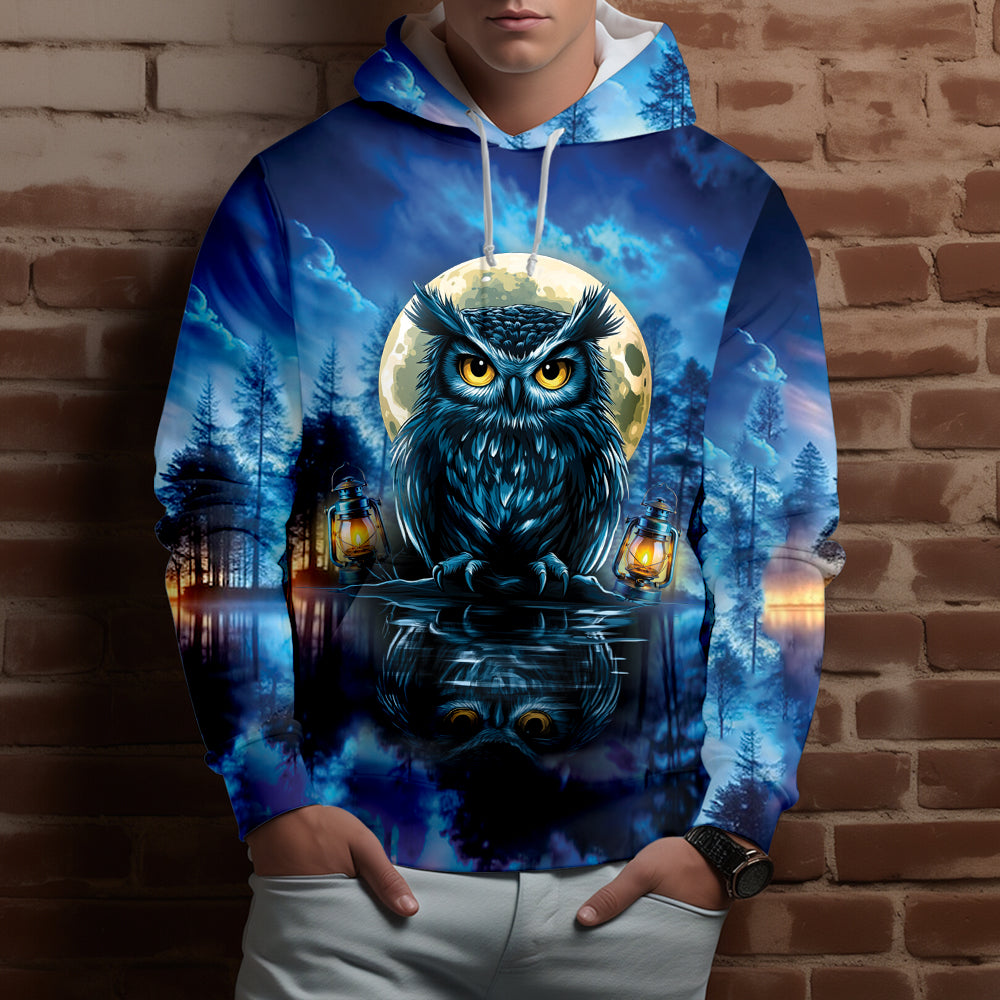 Owl In Dark Night Fantasy Art All Over Print Shirt