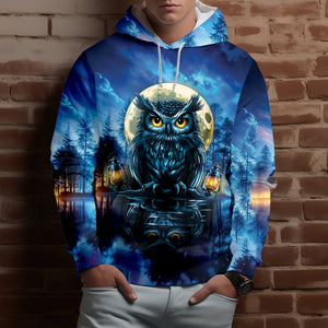 Owl In Dark Night Fantasy Art All Over Print Shirt