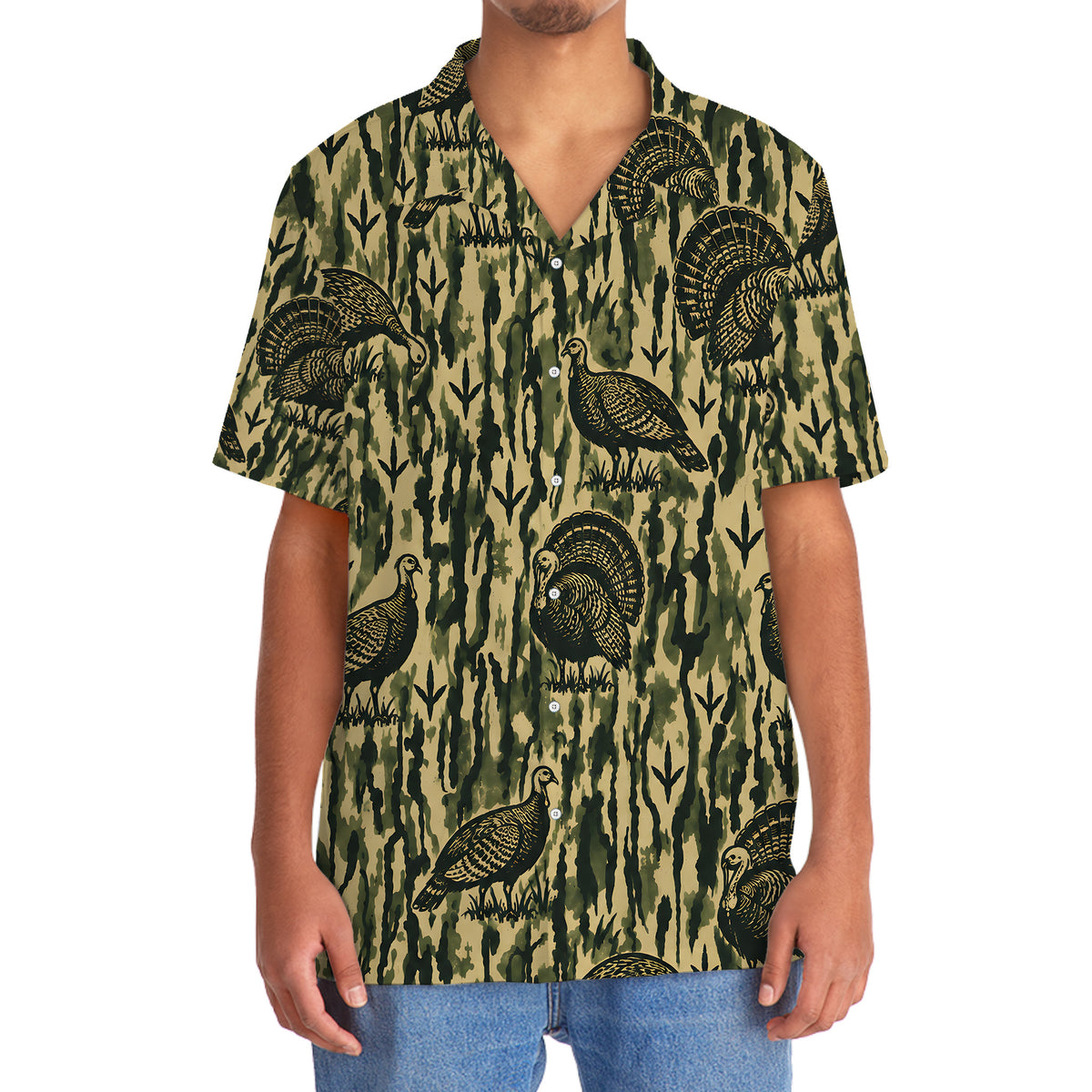 Wild Turkey Stripe Camouflage Hawaiian Shirt