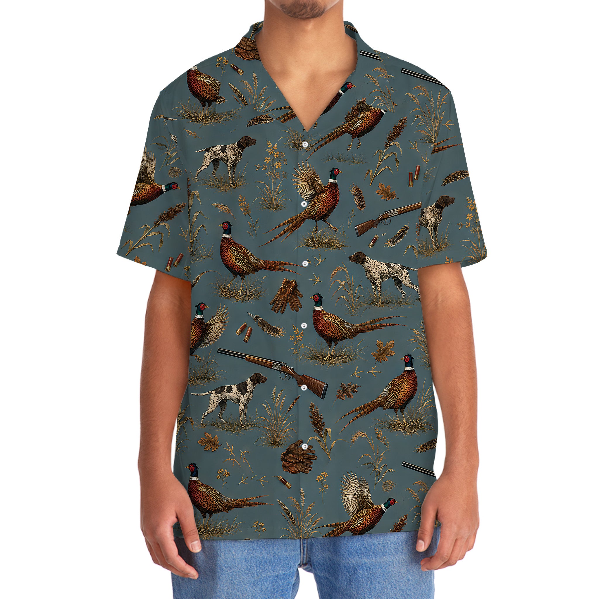 Vintage Slate Pheasant Hunt Hawaiian Shirt