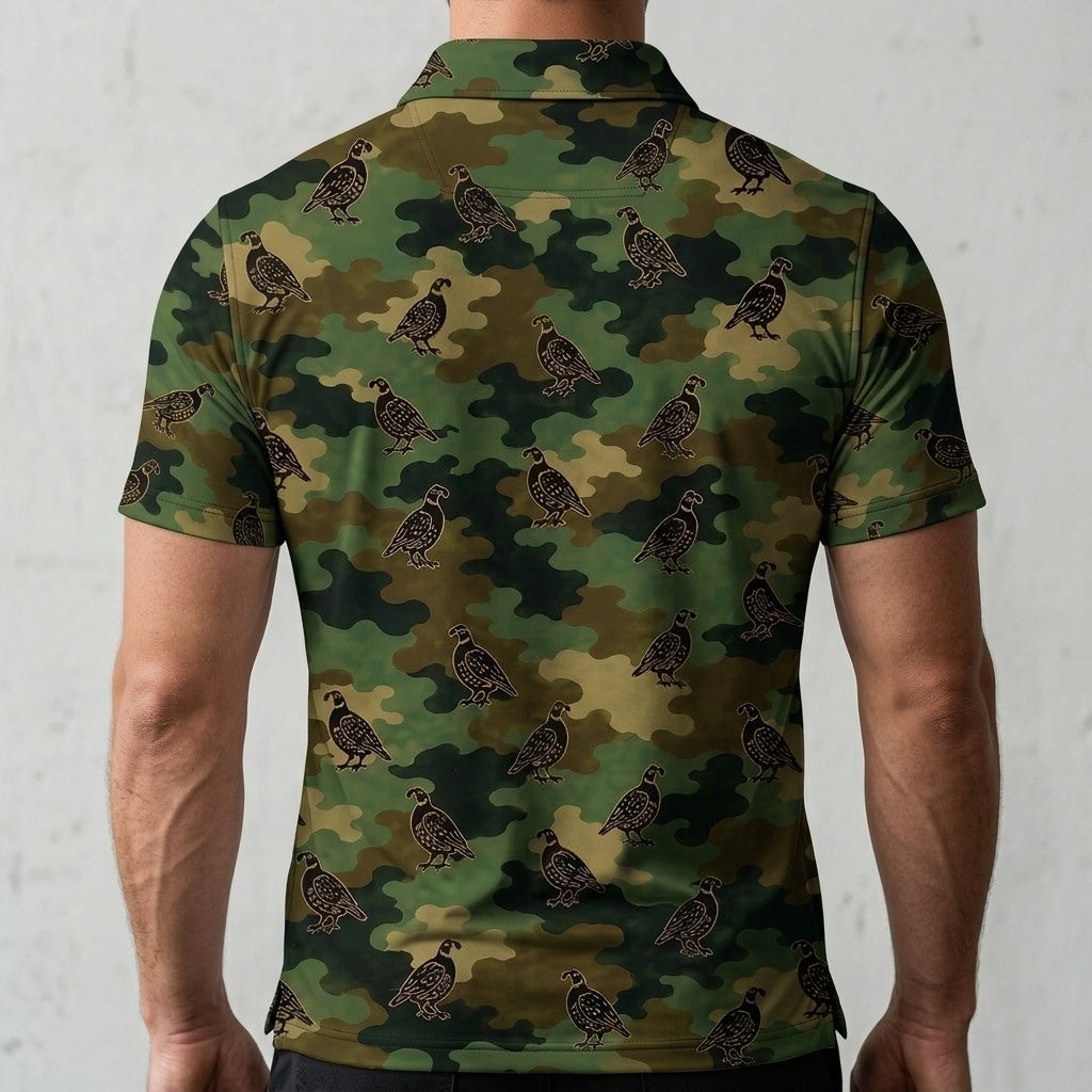 Quail Camouflage Millitary Men Polo Shirt