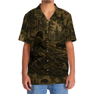 Bigfoot Hog Hunting Camouflage Funny Hawaiian Shirt