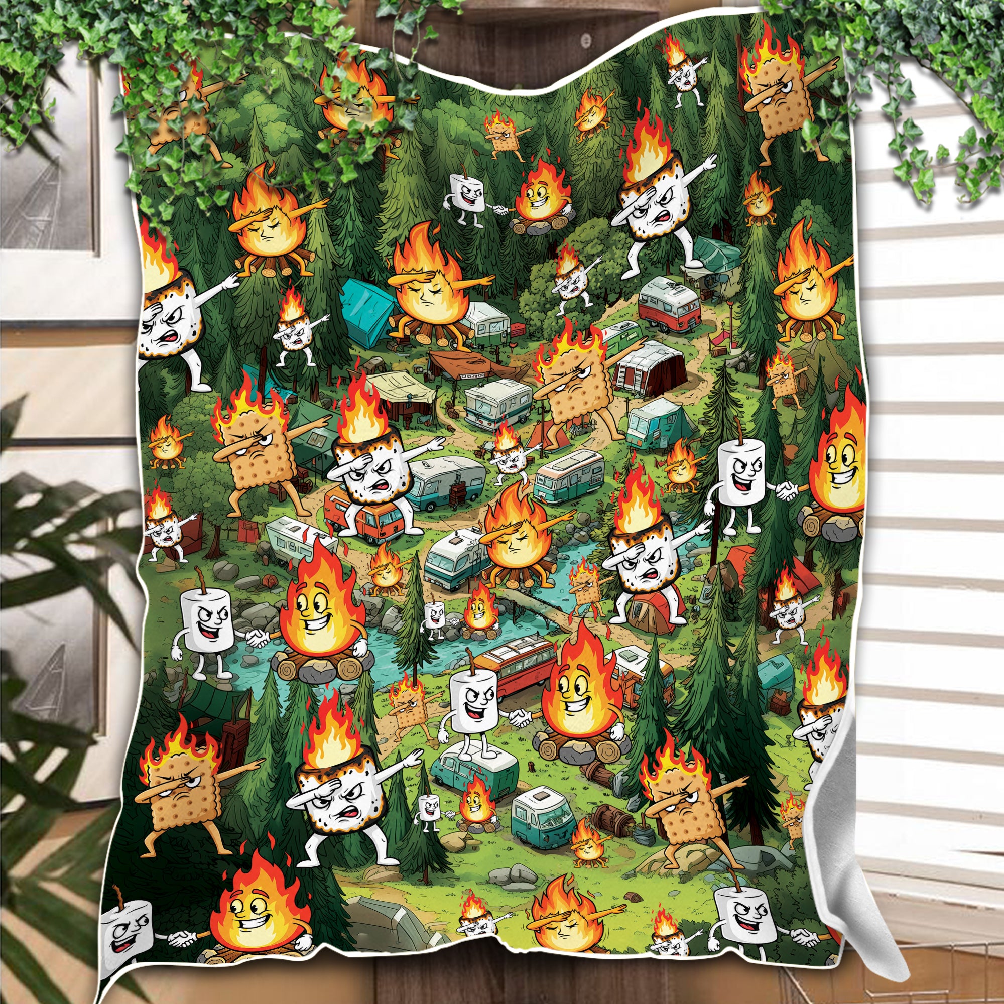 Burnt Marshmallow Camping Fleece Blanket Collection