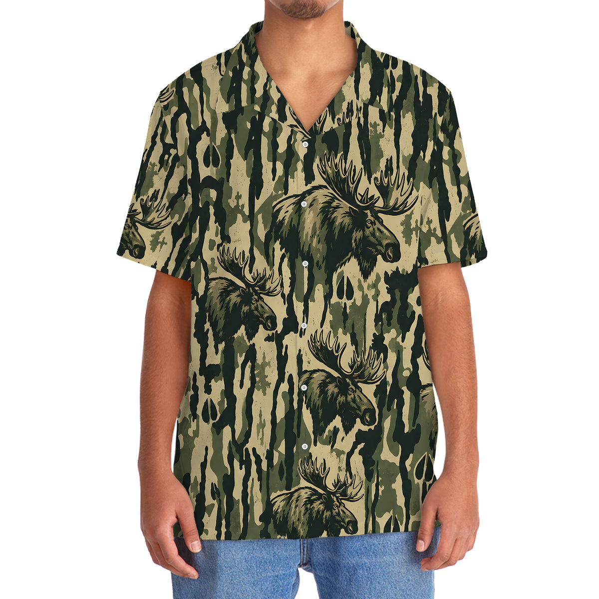 Moose Stripe Camouflage Hawaiian Shirt