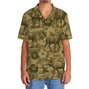 Moose Hibiscus Camouflage Hawaiian Shirt
