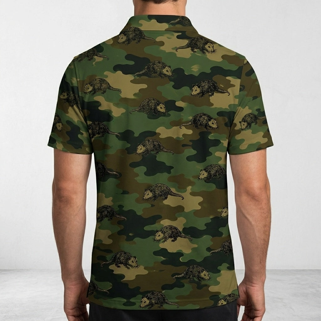 Opossum Camouflage Millitary Men Polo Shirt