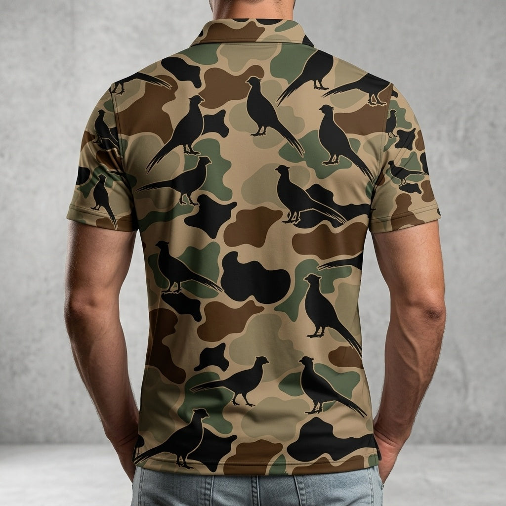 Pheasant Hunting Camouflage Pattern Men Polo Shirt