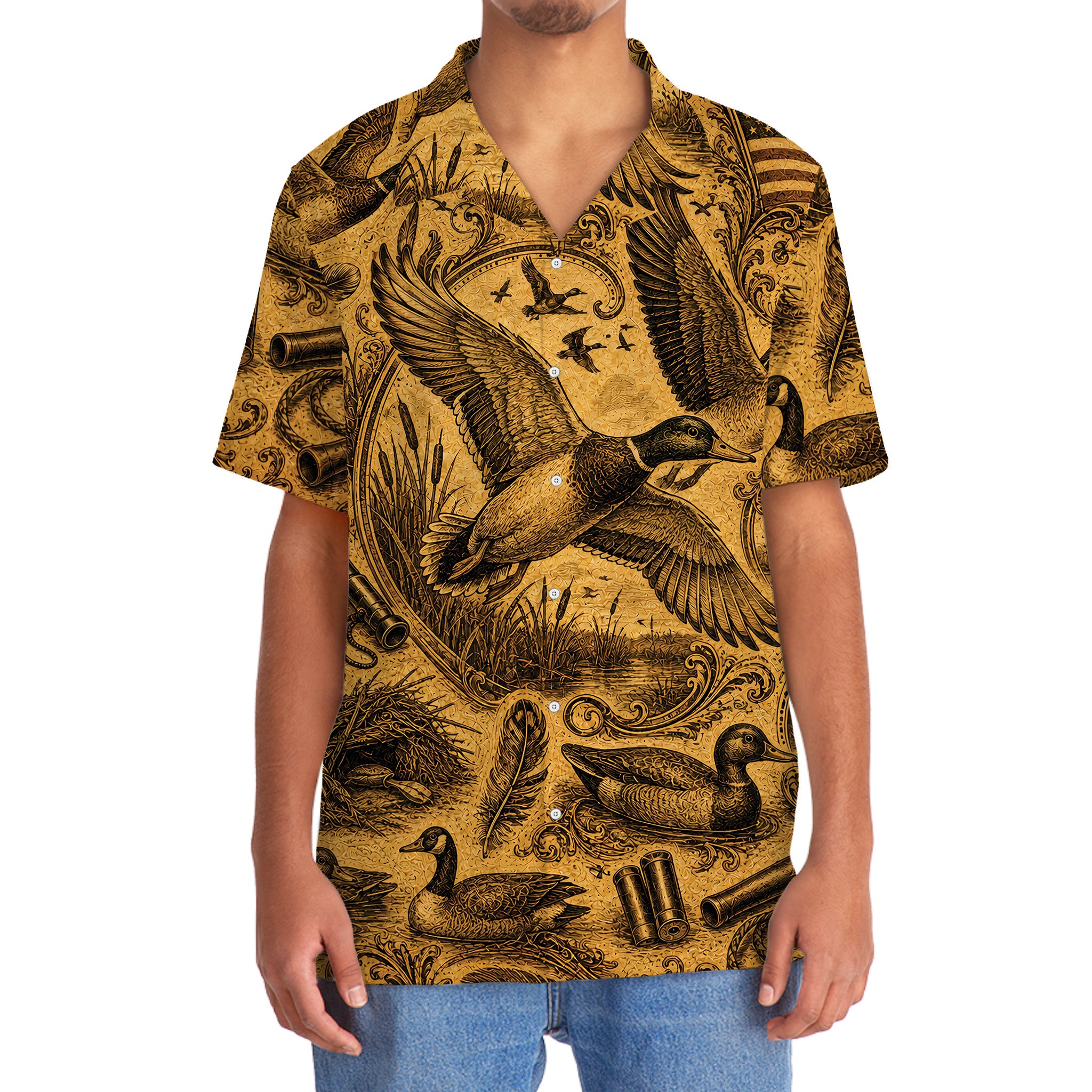 Duck Hunting Legend Vintage Art Hawaiian Shirt