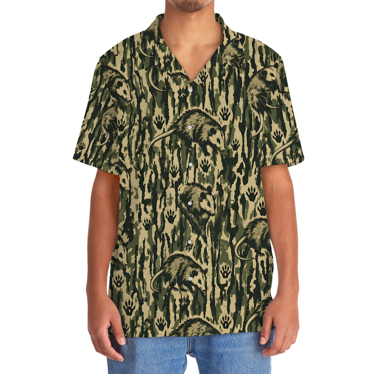 Opossum Stripe Camouflage Hawaiian Shirt