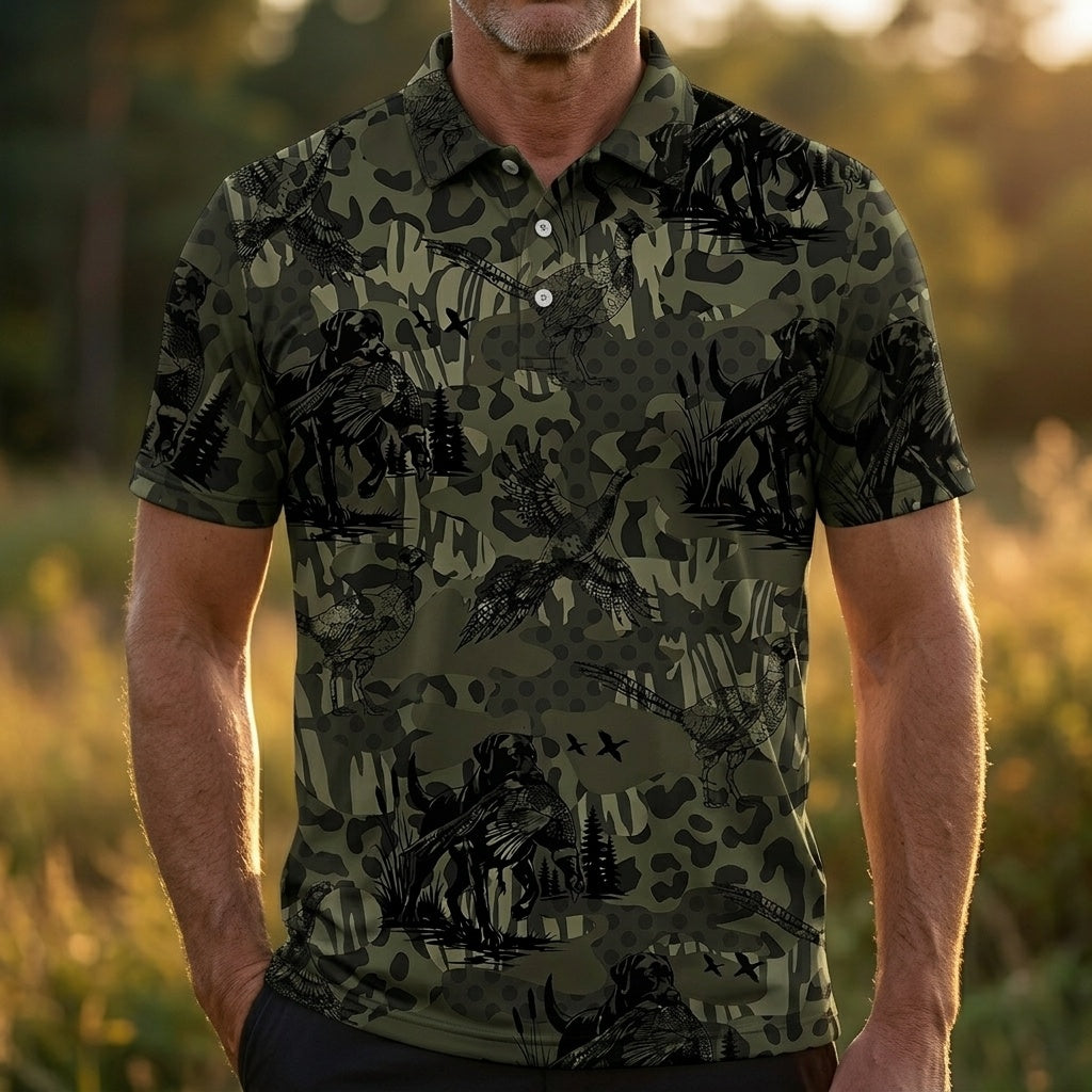 Camouflage Pheasant Hunting Men Polo Shirt