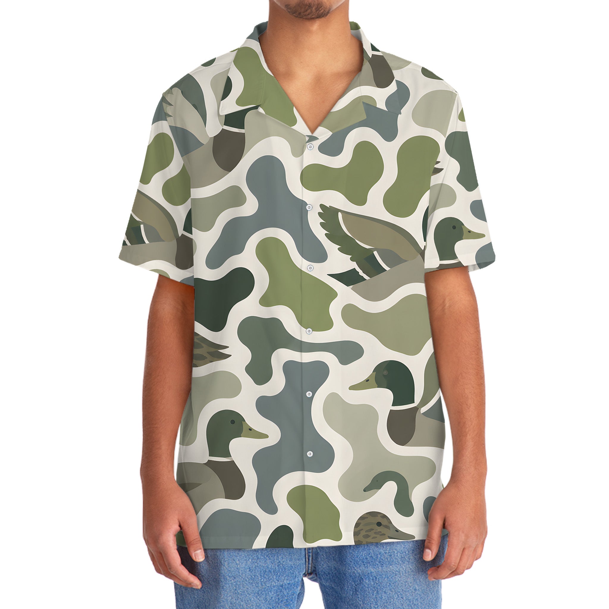 Mallard Ducks Camouflage Hunting Funny Pattern Hawaiian Shirt