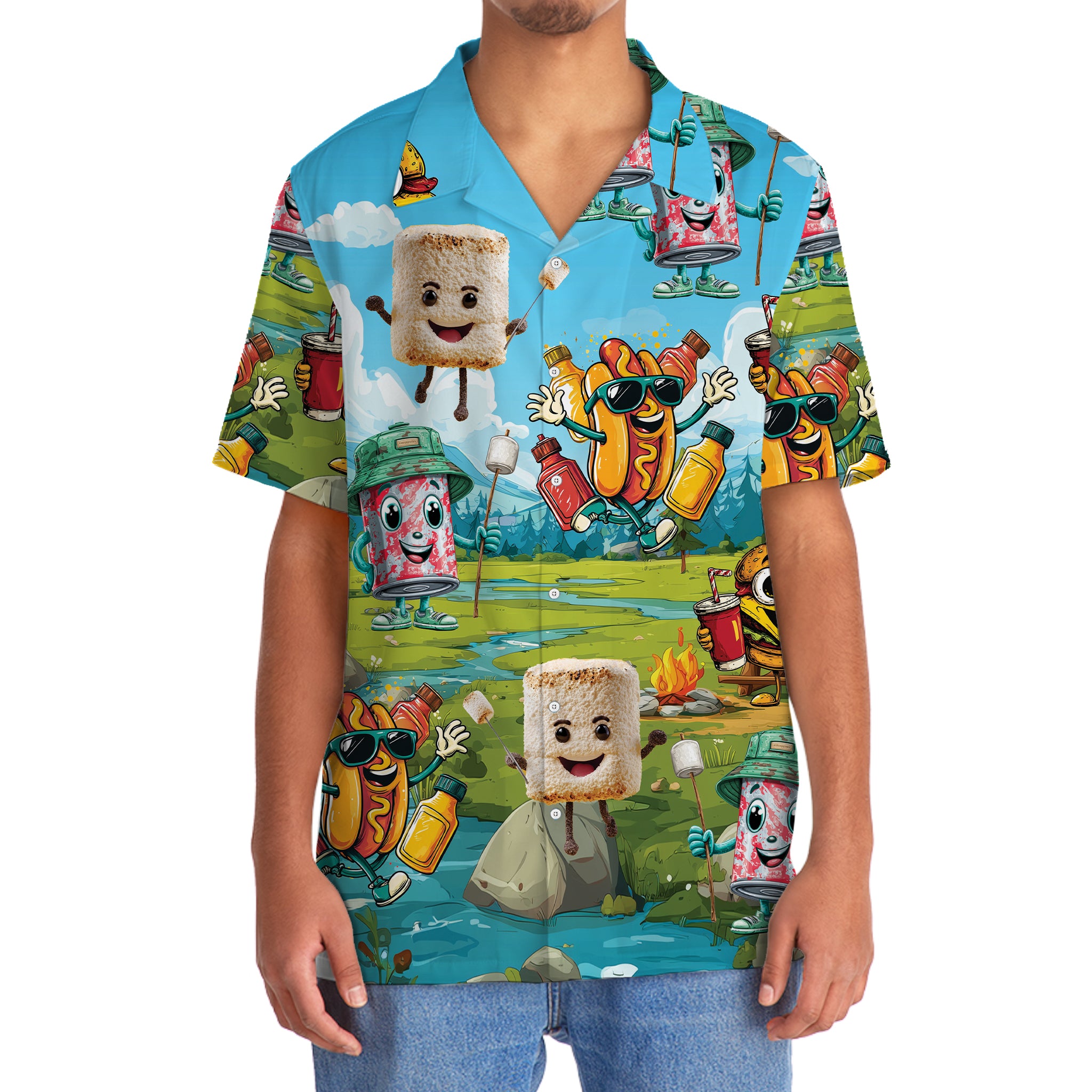 Funny Food Camping Hawaiian Shirt