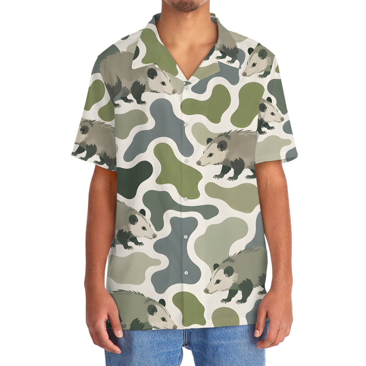 Opossum Camouflage Hunting Funny Pattern Hawaiian Shirt
